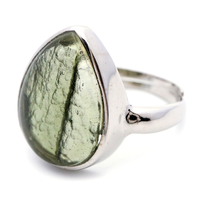 モルダバイト 指輪 リング レディース 龍紋がはっきりと見える 1点物 宇宙 ガラス パワーストーン 天然石