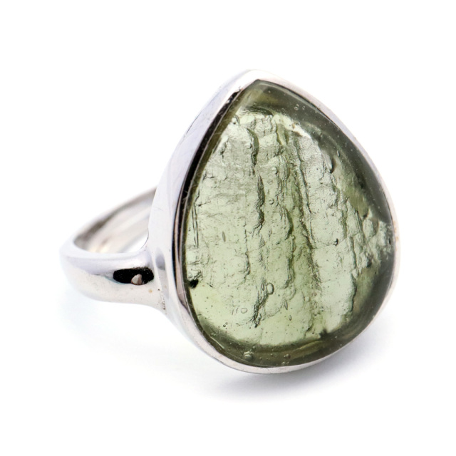 モルダバイト 指輪 リング レディース 龍紋がはっきりと見える 1点物 宇宙 ガラス パワーストーン 天然石