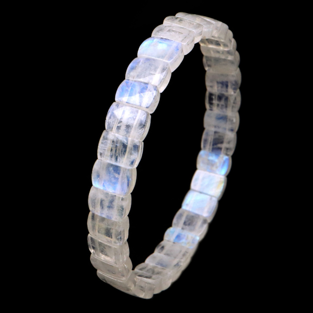 ムーンストーン バングル AAA 1点もの レディース 6月 誕生石 高品質 レインボームーンストーン ブレスレット 天然石