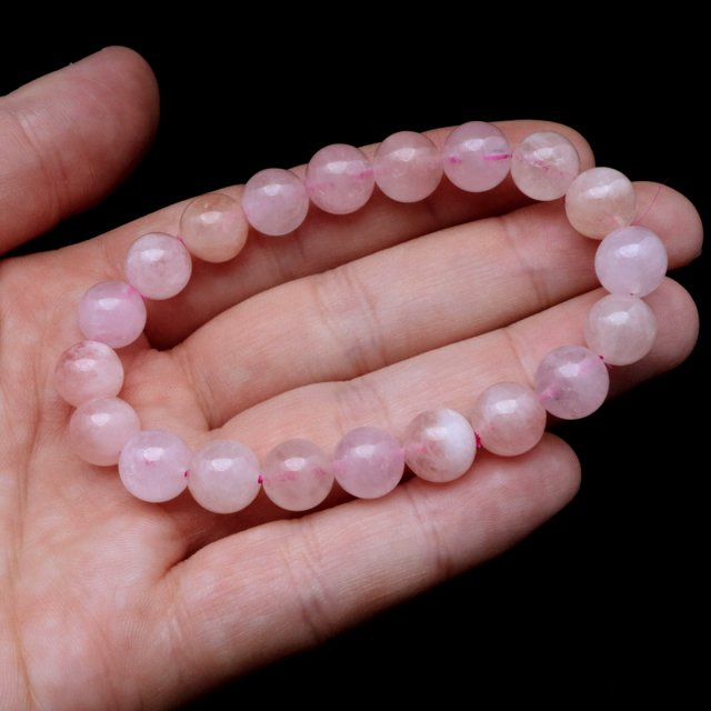 モルガナイト ブレスレット 9.5mm ピンク アクアマリン 3月 誕生石 天然石 1点物 パワーストーン morganite