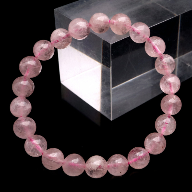 モルガナイト ブレスレット 8.5mm ピンク アクアマリン 3月 誕生石 天然石 1点物 パワーストーン