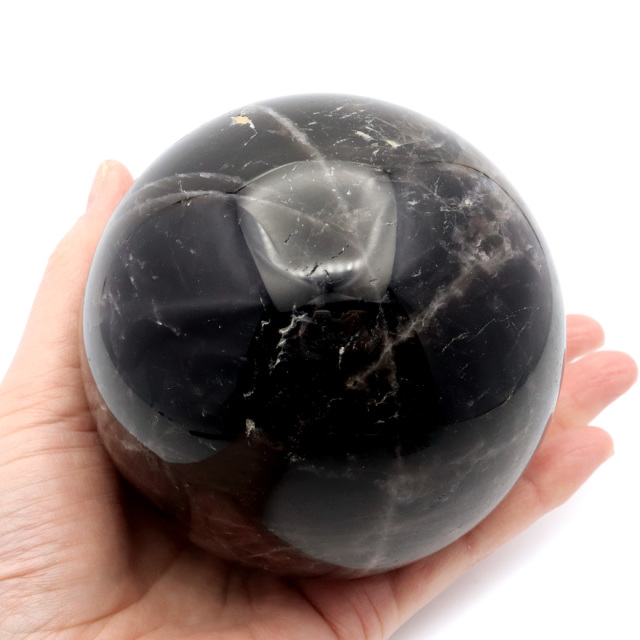 モリオン 黒水晶 丸玉 木製台座付き 山東省産 天然石 パワーストーン 1点もの 置き物 インテリア 置物 開運 原石
