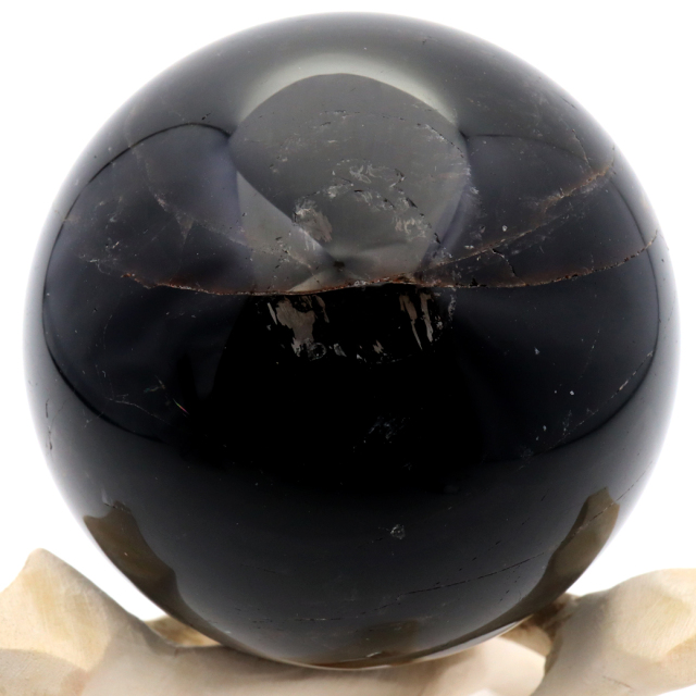 モリオン 黒水晶 丸玉 木製台座付き 山東省産 天然石 パワーストーン 1点もの 置き物 インテリア 置物 開運 原石