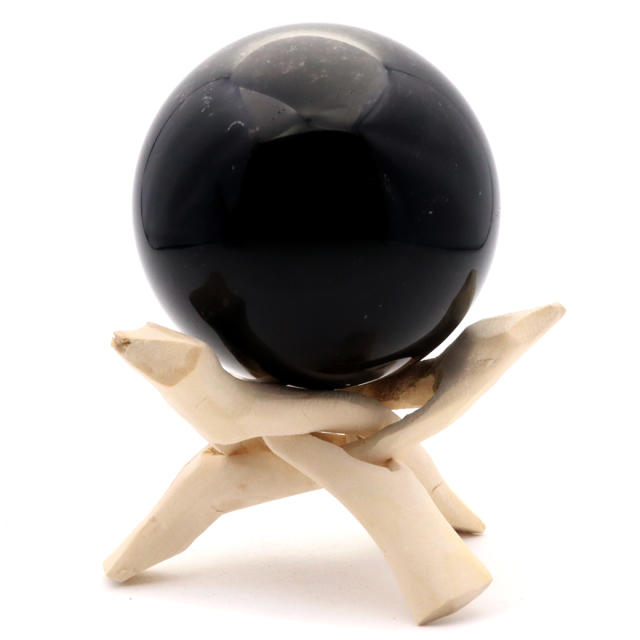 モリオン 黒水晶 丸玉 木製台座付き 山東省産 天然石 パワーストーン 1点もの 置き物 インテリア 置物 開運 原石