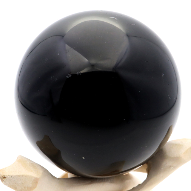 モリオン 黒水晶 丸玉 木製台座付き 山東省産 天然石 パワーストーン 1点もの 置き物 インテリア 置物 開運 原石