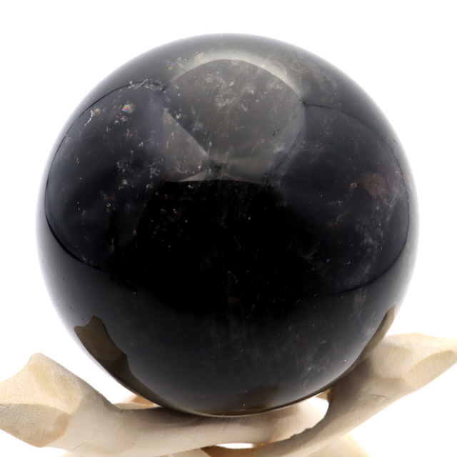 モリオン 黒水晶 丸玉 木製台座付き 山東省産 天然石 パワーストーン 1点もの 置き物 インテリア 置物 開運 原石