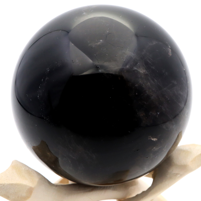 モリオン 黒水晶 丸玉 木製台座付き 山東省産 天然石 パワーストーン 1点もの 置き物 インテリア 置物 開運 原石