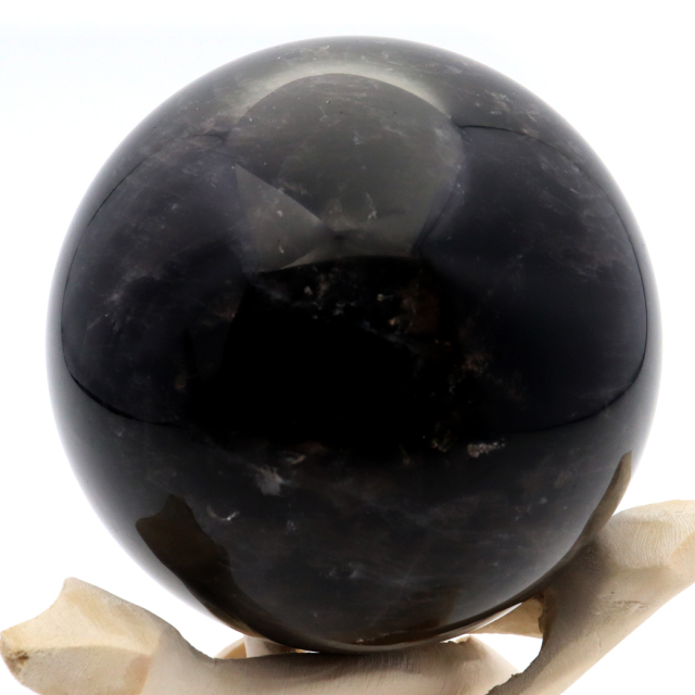 モリオン 黒水晶 丸玉 木製台座付き 山東省産 天然石 パワーストーン 1点もの 置き物 インテリア 置物 開運 原石