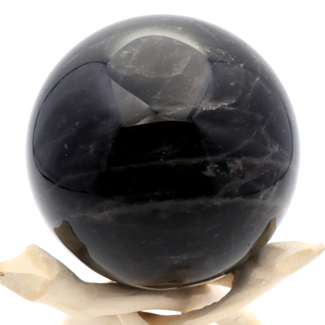 モリオン 黒水晶 丸玉 木製台座付き 山東省産 天然石 パワーストーン 1点もの 置き物 インテリア 置物 開運 原石