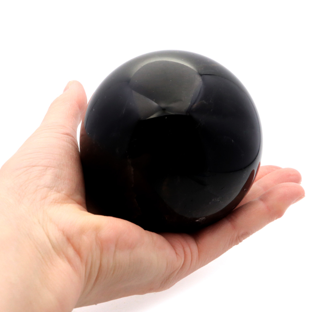 モリオン 黒水晶 丸玉 木製台座付き 山東省産 天然石 パワーストーン 1点もの 置き物 インテリア 置物 開運 原石