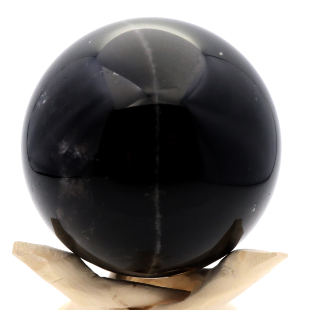 モリオン 黒水晶 丸玉 木製台座付き 山東省産 天然石 パワーストーン 1点もの 置き物 インテリア 置物 開運 原石