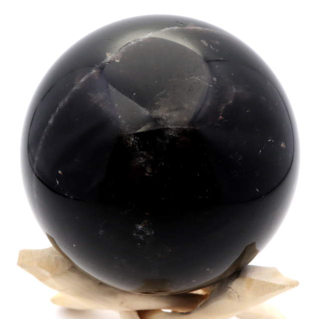 モリオン 黒水晶 丸玉 木製台座付き 山東省産 天然石 パワーストーン 1点もの 置き物 インテリア 置物 開運 原石