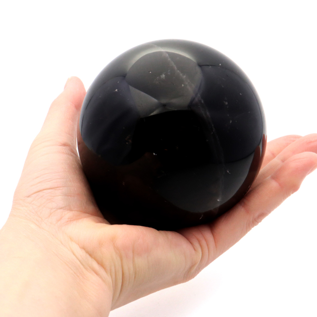 モリオン 黒水晶 丸玉 木製台座付き 山東省産 天然石 パワーストーン 1点もの 置き物 インテリア 置物 開運 原石