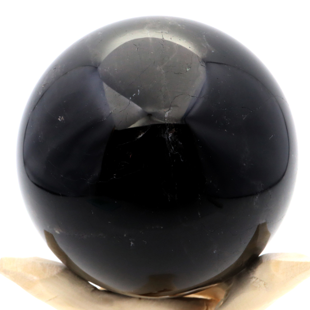 モリオン 黒水晶 丸玉 木製台座付き 山東省産 天然石 パワーストーン 1点もの 置き物 インテリア 置物 開運 原石