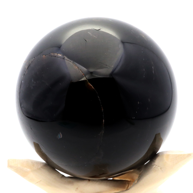モリオン 黒水晶 丸玉 木製台座付き 山東省産 天然石 パワーストーン 1点もの 置き物 インテリア 置物 開運 原石