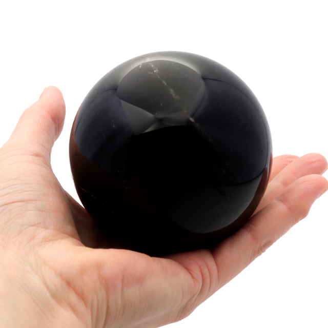 モリオン 黒水晶 丸玉 木製台座付き 山東省産 天然石 パワーストーン 1点もの 置き物 インテリア 置物 開運 原石