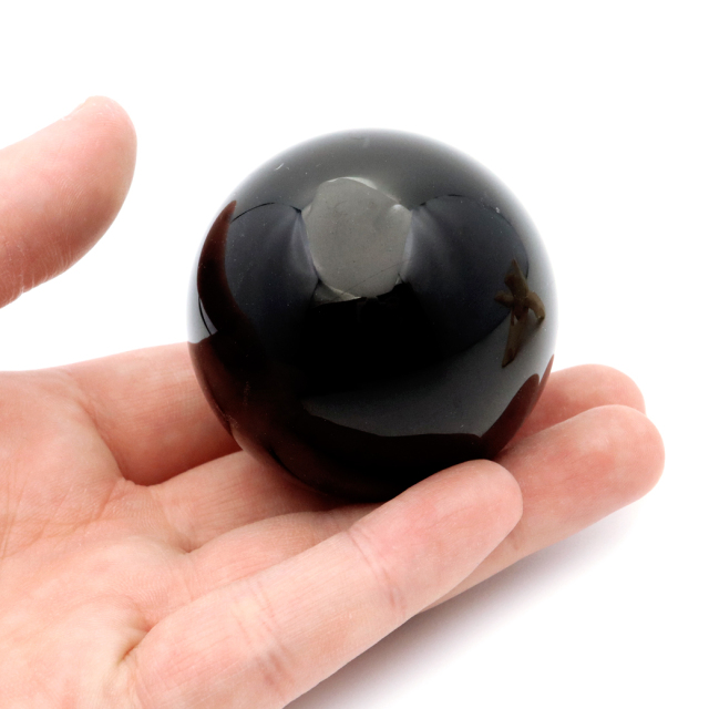 モリオン 黒水晶 丸玉 木製台座付き 直径 52mm 山東省産 天然石 パワーストーン 1点もの