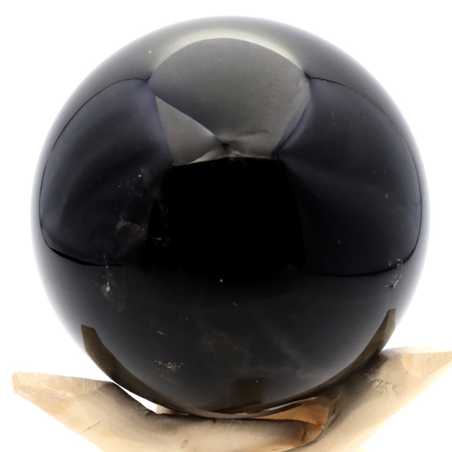 モリオン 黒水晶 丸玉 木製台座付き 山東省産 天然石 パワーストーン 1点もの 置き物 インテリア 置物 開運 原石