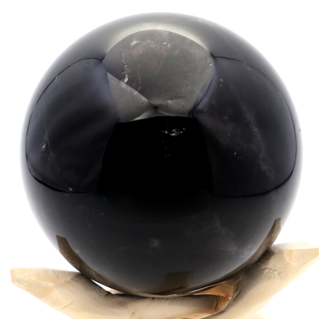 モリオン 黒水晶 丸玉 木製台座付き 山東省産 天然石 パワーストーン 1点もの 置き物 インテリア 置物 開運 原石