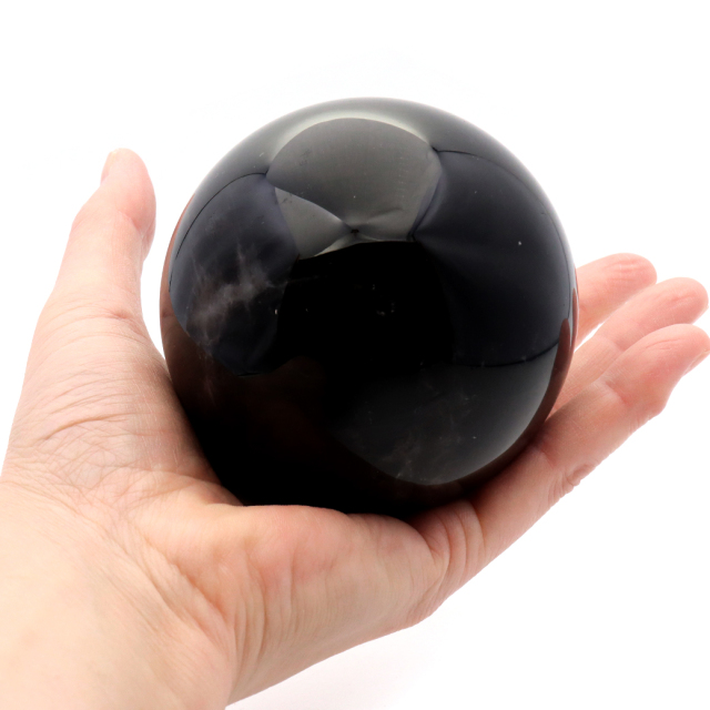 モリオン 黒水晶 丸玉 木製台座付き 山東省産 天然石 パワーストーン 1点もの 置き物 インテリア 置物 開運 原石