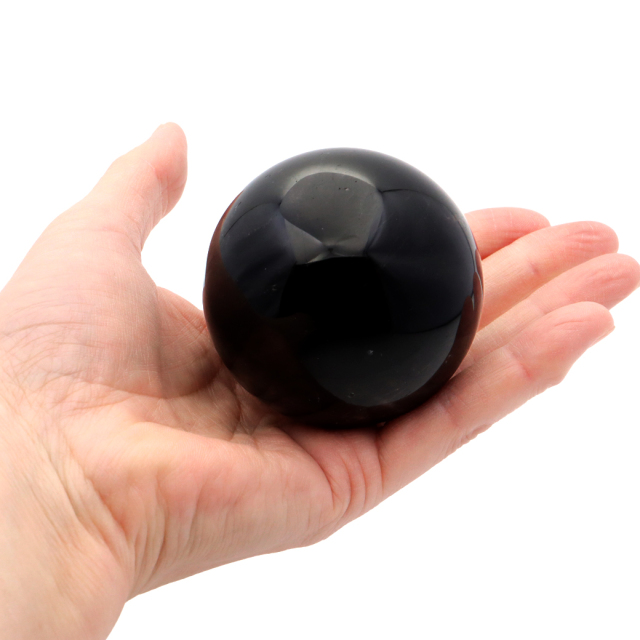 モリオン 黒水晶 丸玉 木製台座付き 直径 61mm 山東省産 天然石