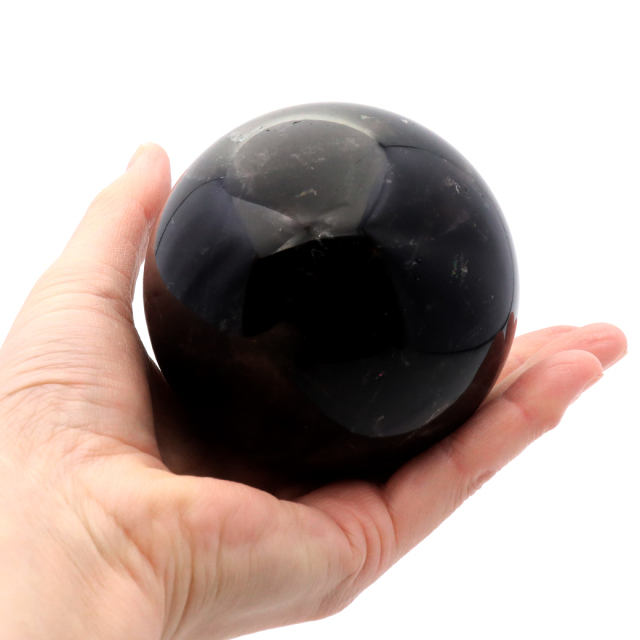 モリオン 黒水晶 丸玉 木製台座付き 山東省産 天然石 パワーストーン 1点もの 置き物 インテリア 置物 開運 原石