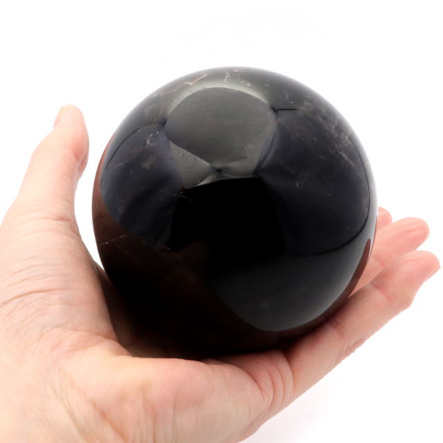 モリオン 黒水晶 丸玉 木製台座付き 山東省産 天然石 パワーストーン 1点もの 置き物 インテリア 置物 開運 原石