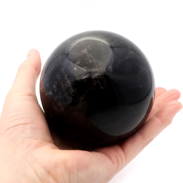 モリオン 黒水晶 丸玉 木製台座付き 山東省産 天然石 パワーストーン 1点もの 置き物 インテリア 置物 開運 原石