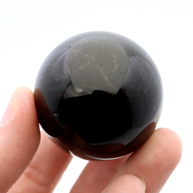モリオン 黒水晶 丸玉 木製台座付き 直径 45mm 山東省産 天然石 パワーストーン 1点もの