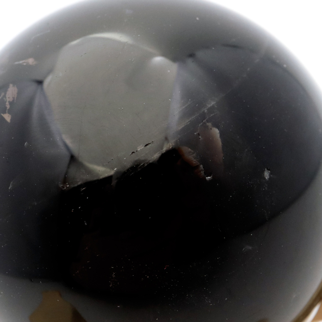 モリオン 黒水晶 丸玉 木製台座付き 直径 50mm 山東省産 天然石 パワーストーン 1点もの