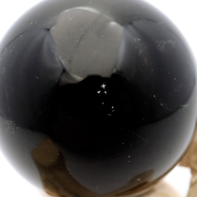 モリオン 黒水晶 丸玉 木製台座付き 直径 50mm 山東省産 天然石 パワーストーン 1点もの