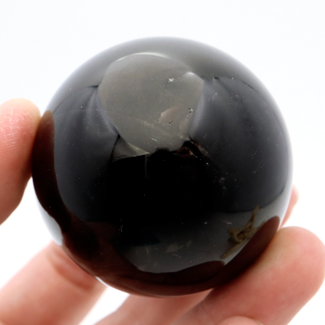 モリオン 黒水晶 丸玉 木製台座付き 直径 50mm 山東省産 天然石 パワーストーン 1点もの