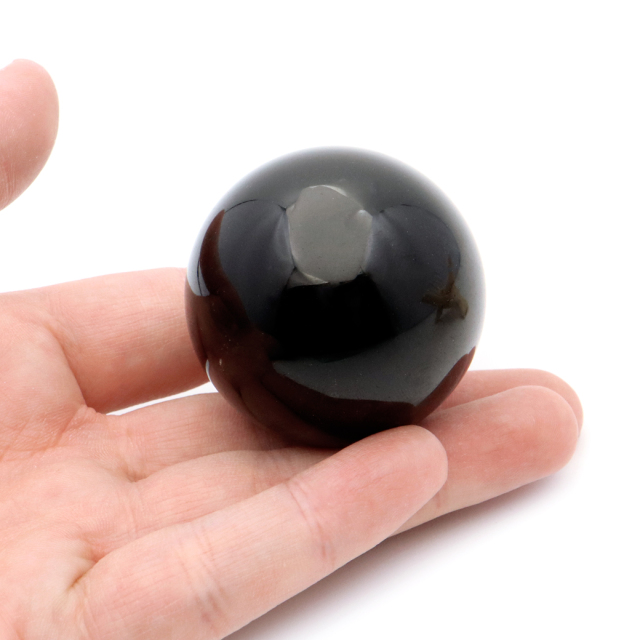 モリオン 黒水晶 丸玉 木製台座付き 直径 45mm 山東省産 天然石 パワーストーン 1点もの