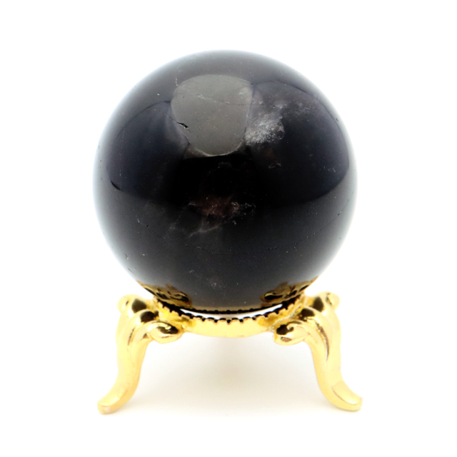 モリオン 黒水晶 丸玉 台座付き 直径 36mm 山東省産 天然石