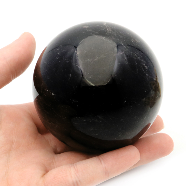 モリオン 黒水晶 丸玉 台座付き 山東省産 天然石 パワーストーン 1点もの