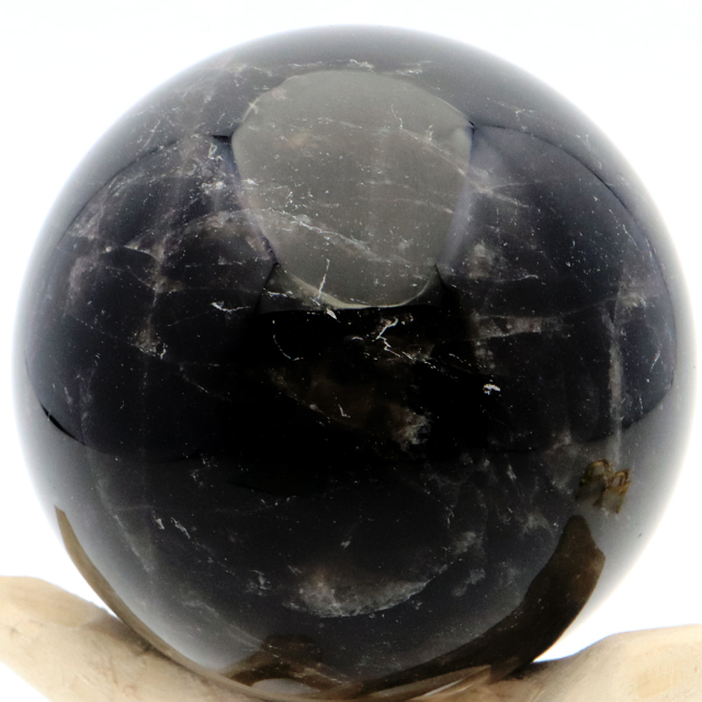 モリオン 黒水晶 丸玉 台座付き 山東省産 天然石 パワーストーン 1点もの