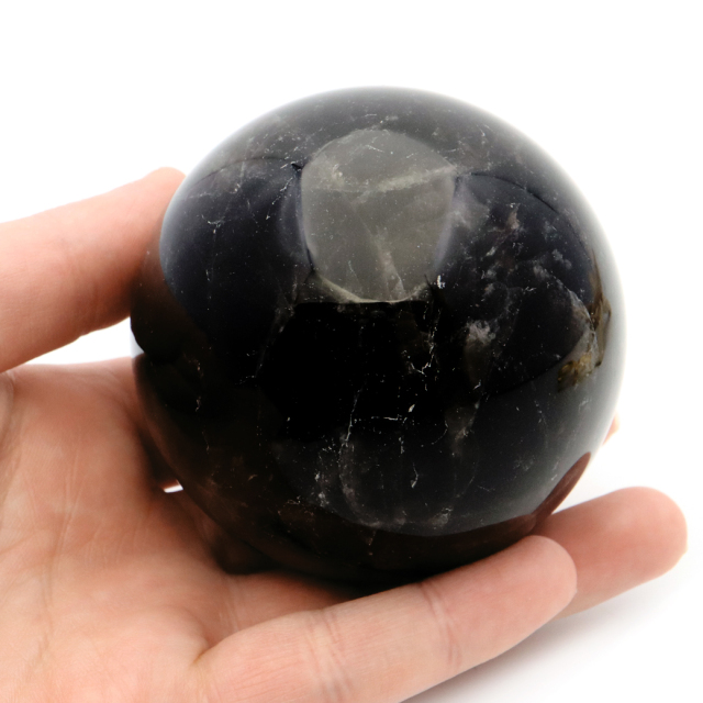 モリオン 黒水晶 丸玉 台座付き 山東省産 天然石 パワーストーン 1点もの