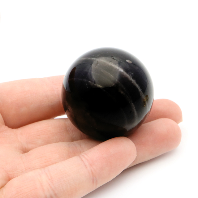 モリオン 黒水晶 丸玉 台座付き 山東省産 天然石 パワーストーン 1点もの