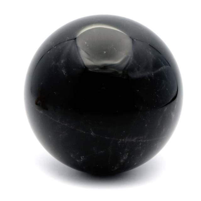 モリオン 黒水晶 丸玉 木製台座付き 直径 81mm 山東省産 天然石 パワーストーン 1点もの 置き物 インテリア 置物 開運 原石