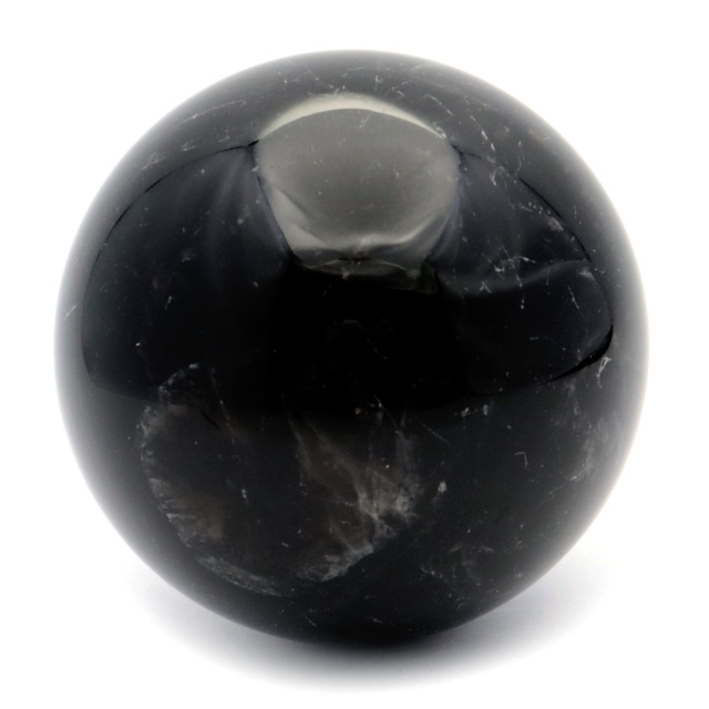 モリオン 黒水晶 丸玉 木製台座付き 直径 78mm 山東省産 天然石 パワーストーン 1点もの 置き物 インテリア 置物 開運 原石