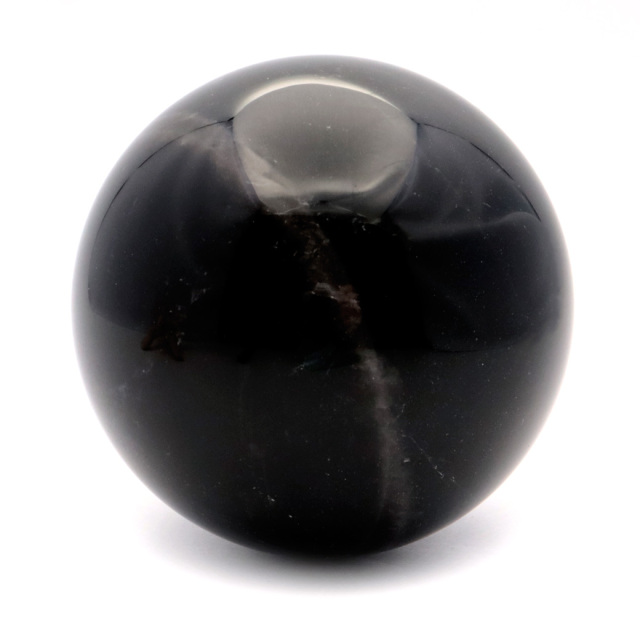 モリオン 黒水晶 丸玉 木製台座付き 直径 82mm 山東省産 天然石 パワーストーン 1点もの 置き物 インテリア 置物 開運 原石