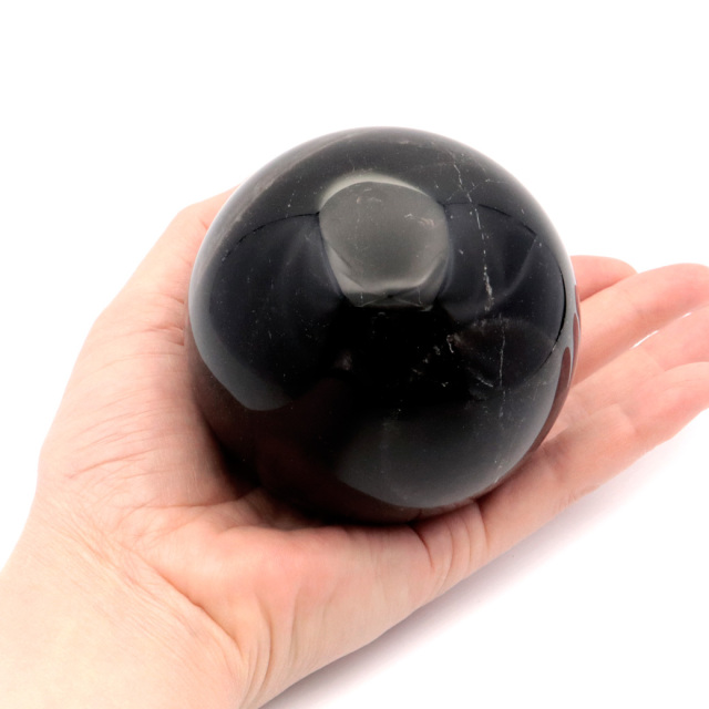 モリオン 黒水晶 丸玉 木製台座付き 直径 82mm 山東省産 天然石 パワーストーン 1点もの 置き物 インテリア 置物 開運 原石