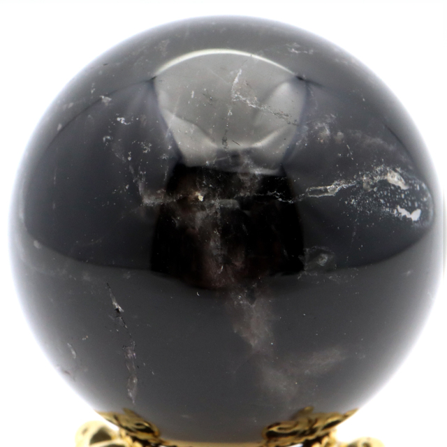 モリオン 黒水晶 丸玉 台座付き 山東省産 天然石 パワーストーン 1点もの 置き物 インテリア 置物 開運 原石 スフィア