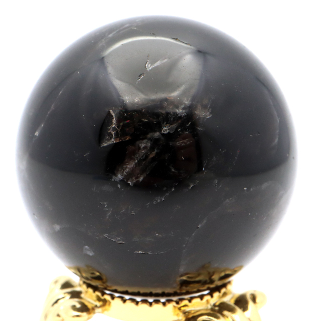 モリオン 黒水晶 丸玉 台座付き 山東省産 天然石 パワーストーン 1点もの 置き物 インテリア 置物 開運 原石 スフィア