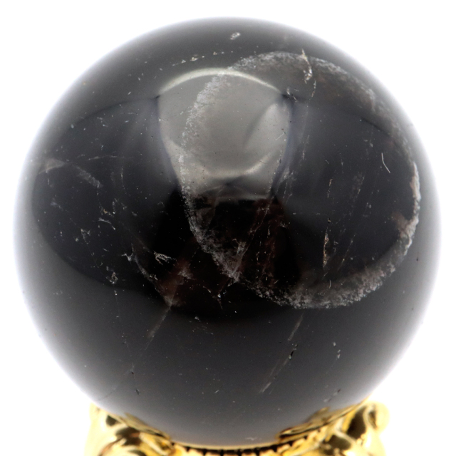 モリオン 黒水晶 丸玉 台座付き 山東省産 天然石 パワーストーン 1点もの 置き物 インテリア 置物 開運 原石 スフィア