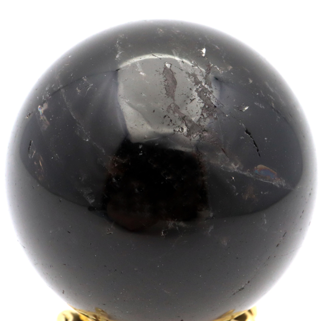 モリオン 黒水晶 丸玉 台座付き 山東省産 天然石 パワーストーン 1点もの 置き物 インテリア 置物 開運 原石 スフィア