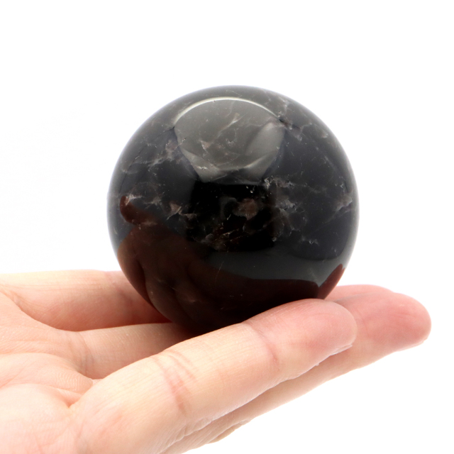 モリオン 黒水晶 丸玉 台座付き 直径 47.7mm 山東省産 天然石