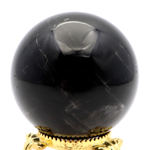 モリオン 黒水晶 丸玉 台座付き 直径 48.4mm 山東省産 天然石