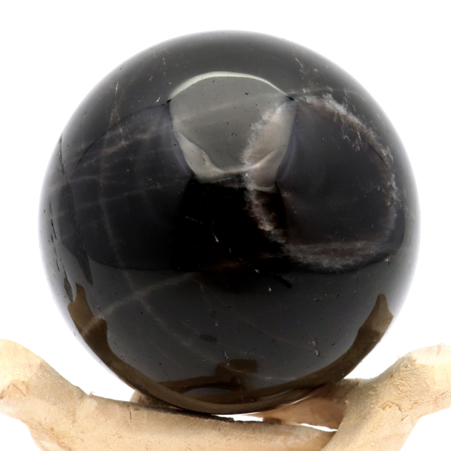 モリオン 黒水晶 丸玉 台座付き 山東省産 天然石 パワーストーン 1点もの 置き物 インテリア 置物 開運 原石 スフィア