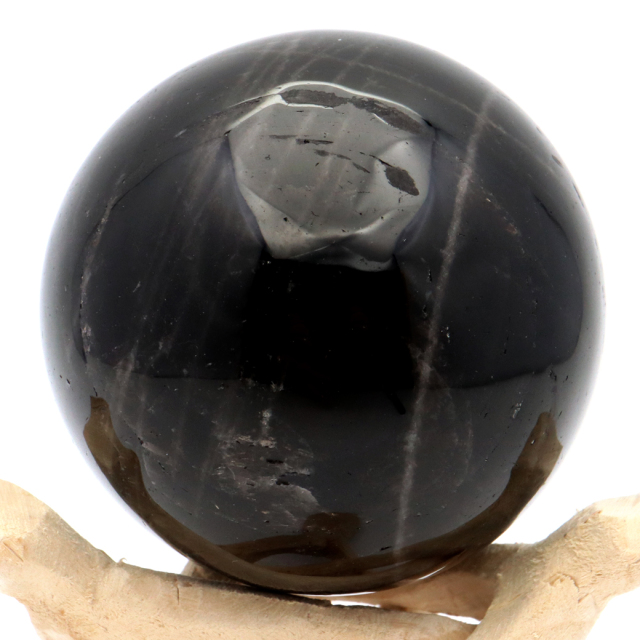 モリオン 黒水晶 丸玉 台座付き 山東省産 天然石 パワーストーン 1点もの 置き物 インテリア 置物 開運 原石 スフィア